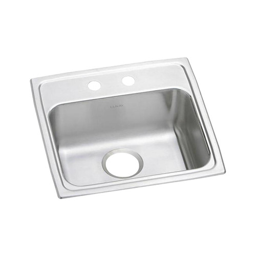 Elkay Lustertone Classic Stainless Steel 19-1/2" x 19" x 6", 2-Hole Single Bowl Drop-in ADA Sink - LRAD1919602