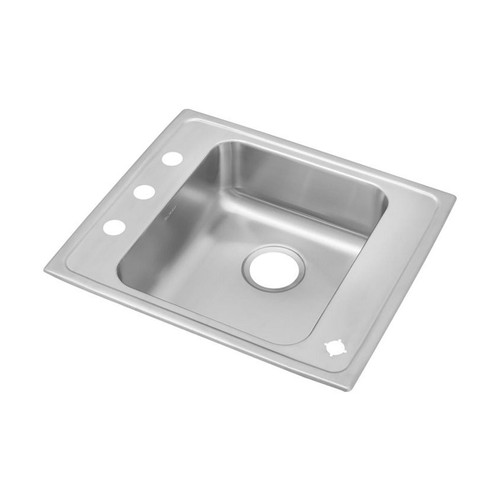 ELKAY  DRKADQ2220402 Lustertone Classic Stainless Steel 22" x 19-1/2" x 4", 2-Hole Single Bowl Drop-in Classroom ADA Sink with Quick-clip and Rear and Right Deck