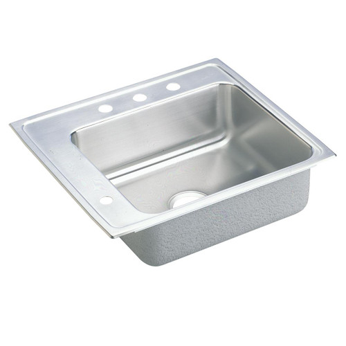 ELKAY DRKADQ2220402LM Lustertone Classic Stainless Steel 22" x 19-1/2" x 4", 2LM-Hole Single Bowl Drop-in Classroom ADA Sink with Quick-clip