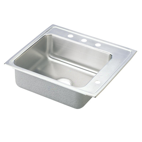 ELKAY  DRKAD222040R0 Lustertone Classic Stainless Steel 22" x 19-1/2" x 4", 0-Hole Single Bowl Drop-in Classroom ADA Sink with Rear and Right Deck