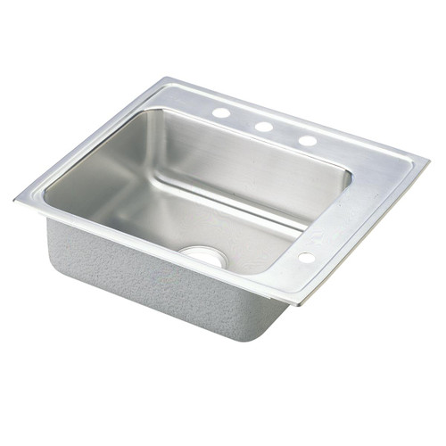 Elkay Lustertone Classic Stainless Steel 22" x 19-1/2" x 4", 4-Hole Single Bowl Drop-in Classroom ADA Sink with Right and Rear Decks - DRKAD222040R4