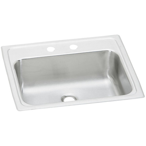 Elkay Celebrity Stainless Steel 19" x 17" x 6-1/8", 2-Hole Single Bowl Drop-in Bathroom Sink - PSLVR1917LO2
