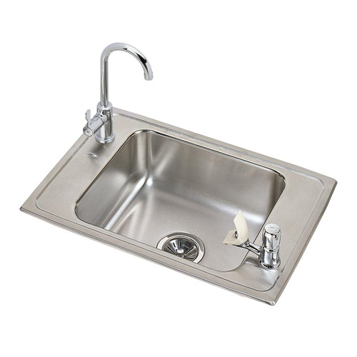 ELKAY  PSDKR2517C Celebrity Stainless Steel 25" x 17" x 7-1/8", 2-Hole Single Bowl Drop-in Classroom Sink and Faucet / Bubbler Kit