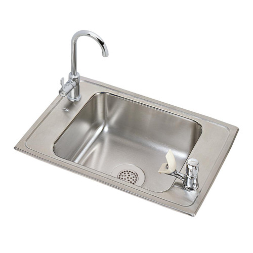 Elkay Celebrity Stainless Steel 25" x 17" x 7-1/8", 2-Hole Single Bowl Drop-in Classroom Sink and Faucet Kit - PSDKR2517VRC