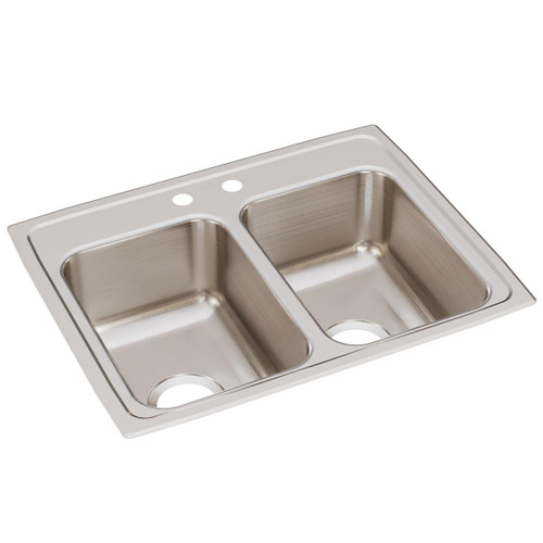 ELKAY  LR25192 Lustertone Classic Stainless Steel 25" x 19-1/2" x 7-5/8", 2-Hole Equal Double Bowl Drop-in Sink