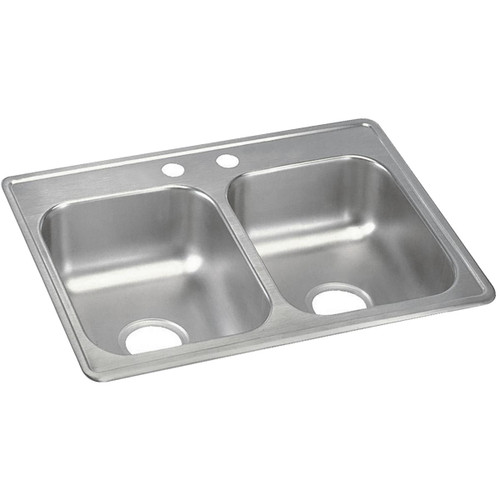 ELKAY  D225192 Dayton Stainless Steel 25" x 19" x 6-5/16", 2-Hole Equal Double Bowl Drop-in Sink