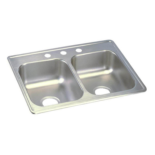 ELKAY  D225193 Dayton Stainless Steel 25" x 19" x 6-5/16", 3-Hole Equal Double Bowl Drop-in Sink