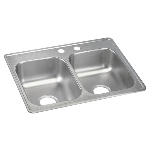 ELKAY  D22519MR2 Dayton Stainless Steel 25" x 19" x 6-5/16", MR2-Hole Equal Double Bowl Drop-in Sink