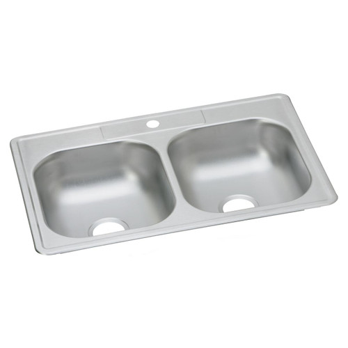 Elkay Dayton Stainless Steel 33" x 22" x 6-9/16", 1-Hole Equal Double Bowl Drop-in Sink - D233221