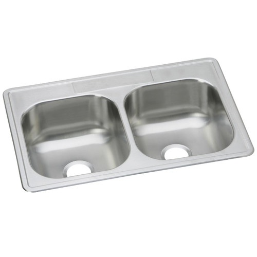 Elkay Dayton Stainless Steel 33" x 22" x 8-1/16", Equal Double Bowl Drop-in Sink - DSE233220