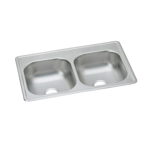 Elkay Dayton Stainless Steel 33" x 19" x 8", Equal Double Bowl Drop-in Sink - DSE233190