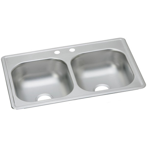 ELKAY  D233192 Dayton Stainless Steel 33" x 19" x 6-7/16", 2-Hole Equal Double Bowl Drop-in Sink