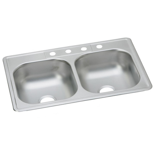 ELKAY  DDW10233224 Dayton Stainless Steel 33" x 22" x 7-1/16", 4-Hole Equal Double Bowl Drop-in Sink (10 Pack)