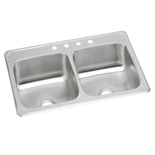Elkay Celebrity Stainless Steel 33" x 21-1/4" x 6-7/8", 4-Hole Equal Double Bowl Drop-in Sink - CR33214