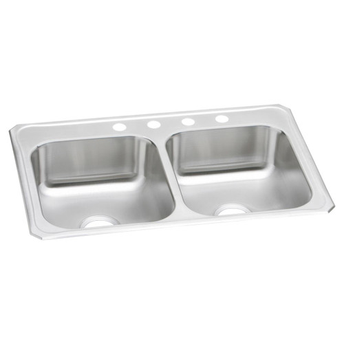 ELKAY  CR33224 Celebrity Stainless Steel 33" x 22" x 7", 4-Hole Equal Double Bowl Drop-in Sink