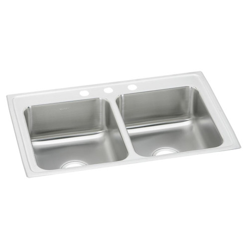 Elkay Celebrity Stainless Steel 33" x 22" x 7-1/2", 3-Hole Equal Double Bowl Drop-in Sink - PSR33223