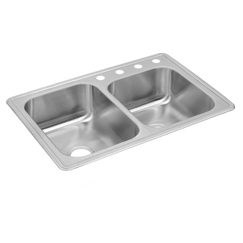 ELKAY  DXR250RS2 Dayton Stainless Steel 33" x 22" x 8-3/16", S2-Hole Offset Double Bowl Drop-in Sink