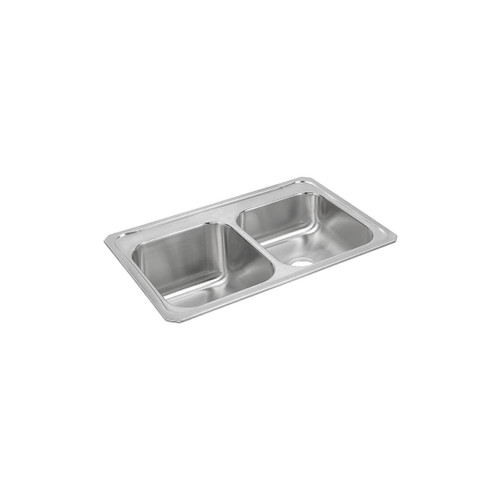 Elkay Celebrity Stainless Steel 33" x 22" x 10-1/4", 0-Hole Equal Double Bowl Drop-in Sink with Right Small Bowl - STCR3322L0