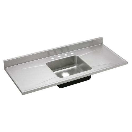Elkay Lustertone Classic Stainless Steel 60" x 25" x 7-1/2", Single Bowl Sink Top with Drainboard - S60194