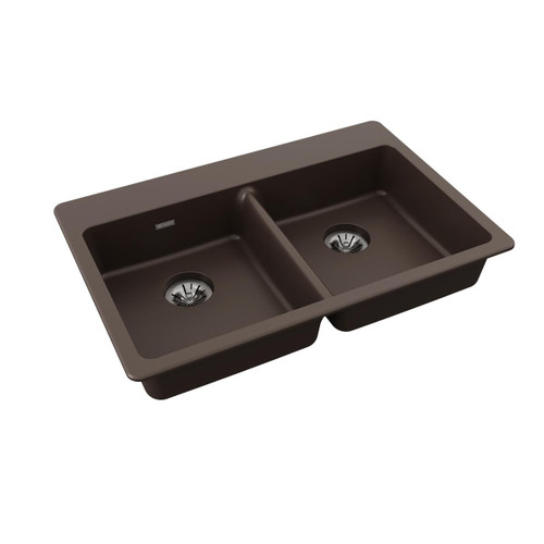 ELKAY  ELGAD3322PDMC0 Quartz Classic 33" x 22" x 5-1/2", Double Bowl Drop-in ADA Sink with Perfect Drain, Mocha