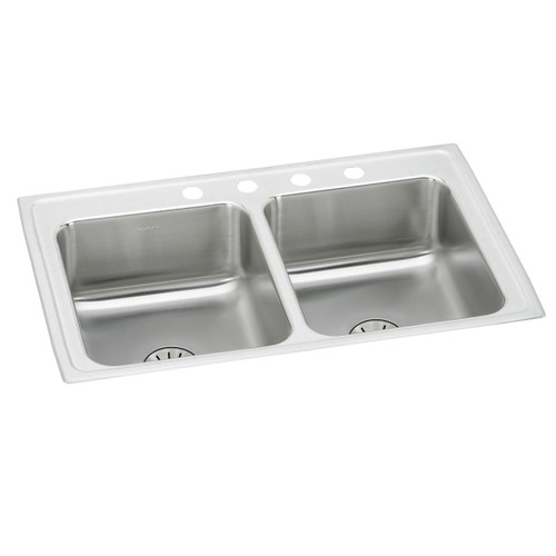 Elkay Lustertone Classic Stainless Steel 29" x 18" x 6-1/2", 1-Hole Equal Double Bowl Drop-in ADA Sink with Perfect Drain - LRAD291865PD1