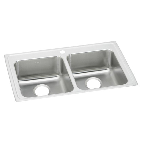 ELKAY  LRAD3319651 Lustertone Classic Stainless Steel 33" x 19-1/2" x 6-1/2", 1-Hole Equal Double Bowl Drop-in ADA Sink