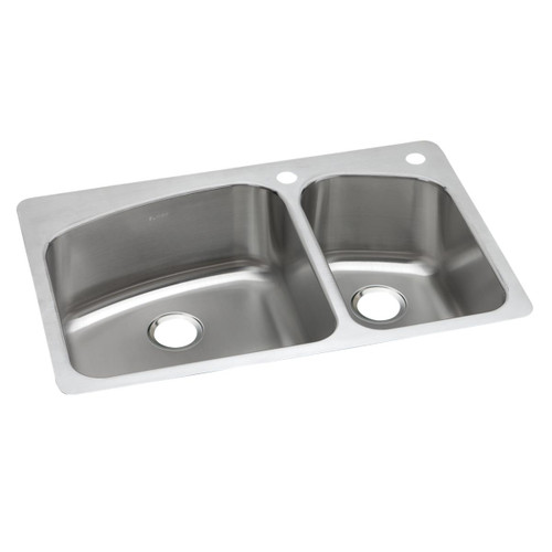 Elkay Dayton Stainless Steel 33" x 22" x 8", 60/40 Double Bowl Undermount or Drop-in Sink - DPXSR2250R0