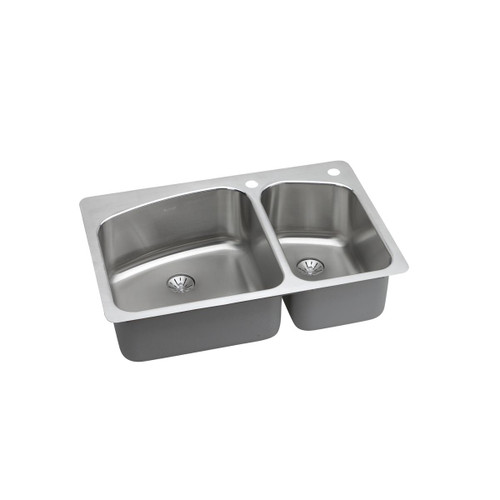 ELKAY  LKHSR2509RPD1 Lustertone Classic Stainless Steel 33" x 22" x 9", 1-Hole 60/40 Double Bowl Undermount or Drop-in Sink with Perfect Drain