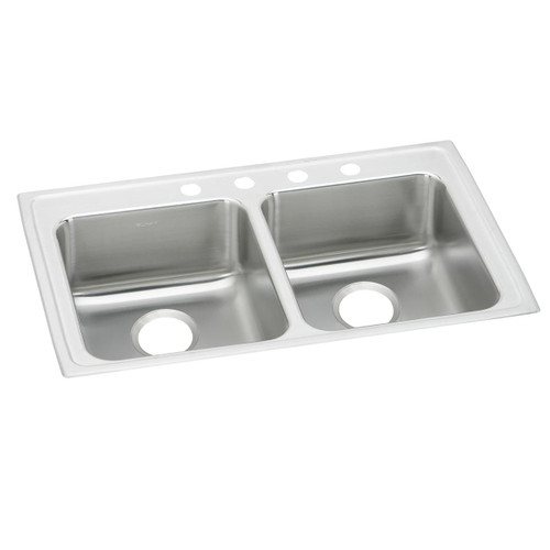 Elkay Lustertone Classic Stainless Steel 33" x 21-1/4" x 5-1/2", Equal Double Bowl Drop-in ADA Sink - LRAD3321550