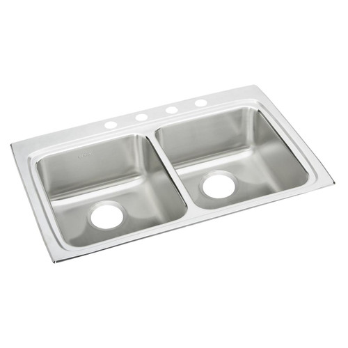 ELKAY  LRAD3322654 Lustertone Classic Stainless Steel 33" x 22" x 6-1/2", 4-Hole Equal Double Bowl Drop-in ADA Sink