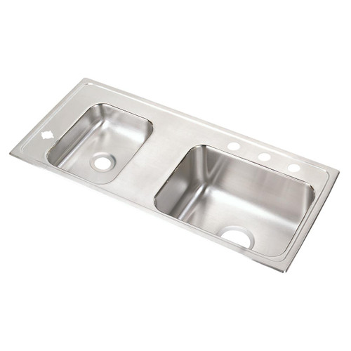 Elkay Lustertone Classic Stainless Steel 37-1/4" x 17" x 7-5/8", Double Bowl Drop-in Classroom Sink - DRKR3717L4