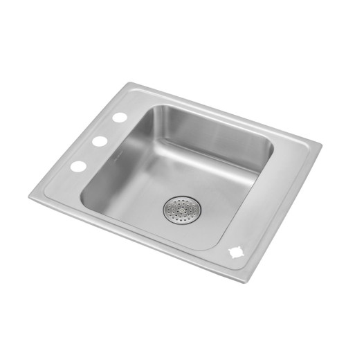 Elkay Lustertone Classic Stainless Steel 25" x 22" x 7-5/8", Single Drop-in Classroom Sink w/Perfect Drain Grid - DRKR2522PD4
