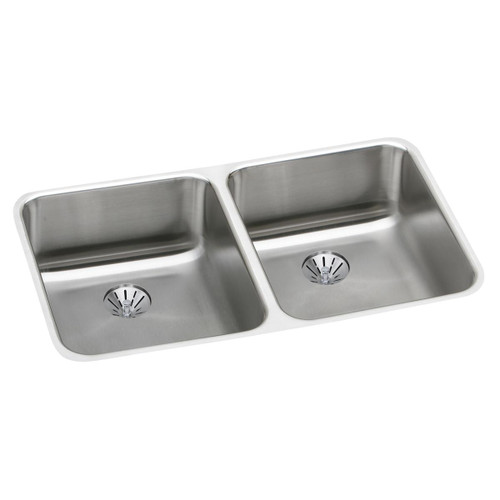 ELKAY  ELUHAD311850PD Lustertone Classic Stainless Steel, 30-3/4" x 18-1/2" x 4-7/8", Double Bowl Undermount ADA Sink w/Perfect Drain