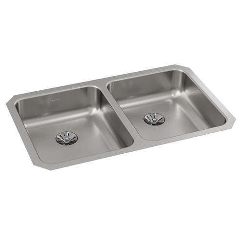 ELKAY  ELUHAD311855PD Lustertone Classic Stainless Steel, 30-3/4" x 18-1/2" x 5-3/8", Double Bowl Undermount ADA Sink w/Perfect Drain