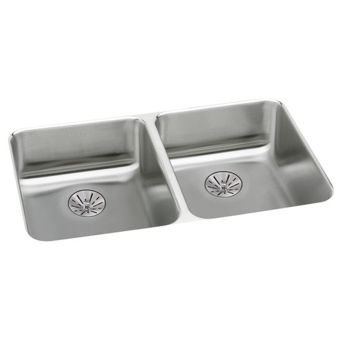 ELKAY  ELUHAD321655PD Lustertone Classic Stainless Steel 31-3/4" x 16-1/2" x 5-3/8", Double Bowl Undermount ADA Sink w/Perfect Drain