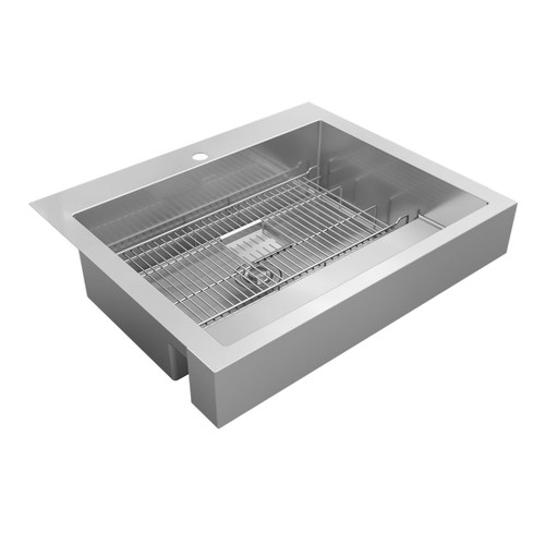 Elkay Dart Canyon Stainless Steel 32-7/8" x 27-1/4" x 9-5/8", 1-Hole Single Bowl Farmhouse ADA Workstation Sink with 4-13/16", Deep Work Shelf - ELDSSF33279DBG