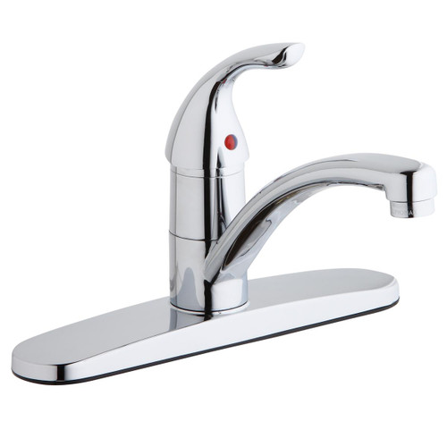 Elkay Everyday Three Hole Deck Mount Kitchen Faucet with Lever Handle and Deck Plate/Escutcheon -Chrome - LK1000CR
