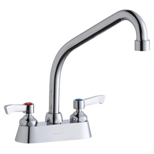 ELKAY  LK406HA08L2 4" Centerset with Exposed Deck Faucet with 8" High Arc Spout 2" Lever Handles -Chrome