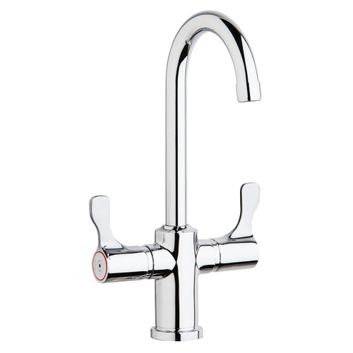 Elkay Single Hole 12-1/2" Deck Mount Faucet with Gooseneck Spout Twin Lever Handles -Chrome - LKD208813C
