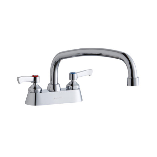 ELKAY  LK406AT12L2 4" Centerset with Exposed Deck Faucet with 12" Arc Tube Spout 2" Lever Handles