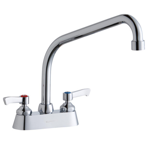 ELKAY  LK406HA10L2 4" Centerset with Exposed Deck Faucet with 10" High Arc Spout 2" Lever Handles -Chrome