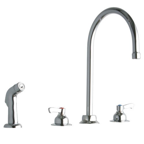 Elkay 8" Widespread Faucet with 8" Gooseneck Spout 2" Lever Handles with Side Spray -Chrome - LK801GN08L2