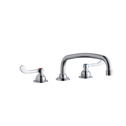 ELKAY  LK800AT12T4 8" Centerset with Concealed Deck Faucet with 12" Arc Tube Spout 4" Wristblade Handles -Chrome
