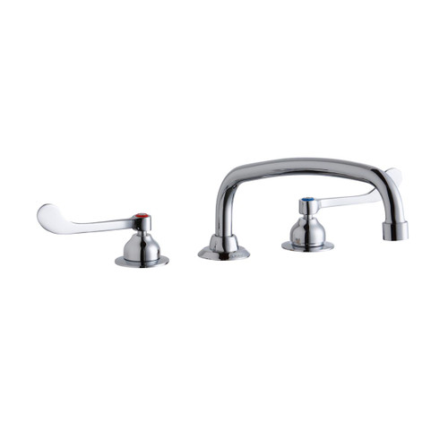 ELKAY  LK800AT12T6 8" Centerset with Concealed Deck Faucet with 12" Arc Tube Spout 6" Wristblade Handles -Chrome