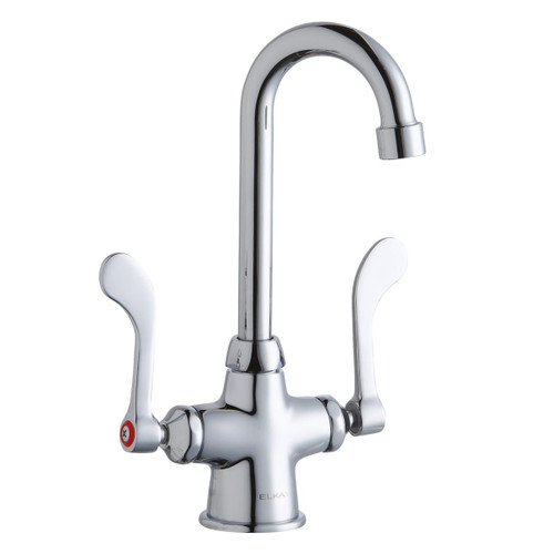 Elkay Single Hole with Concealed Deck Faucet with 4" Gooseneck Spout 4" Wristblade Handles -Chrome - LK500GN04T4