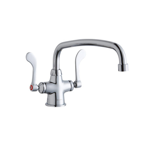 ELKAY  LK500AT12T4 Single Hole with Concealed Deck Faucet with 12" Arc Tube Spout 4" Wristblade Handles -Chrome