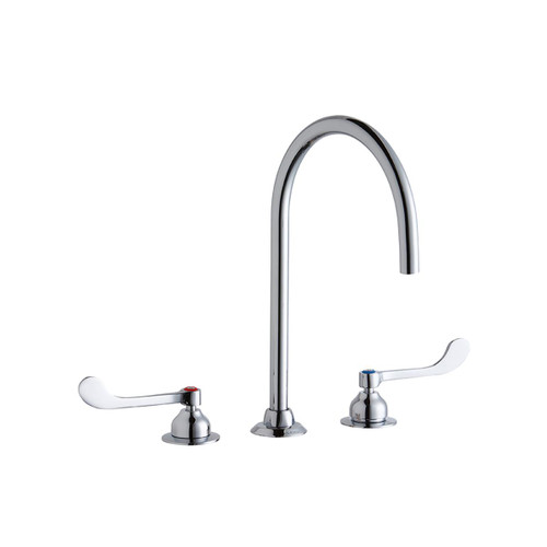 ELKAY LK800LGN08T6 8" Centerset with Concealed Deck Laminar Flow Faucet with 8" Gooseneck Spout 6" Wristblade Handles - Chrome