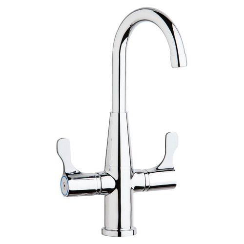Elkay Single Hole Deck Mount Faucet with Gooseneck Spout Twin Lever Handles -Chrome - LKD2223C