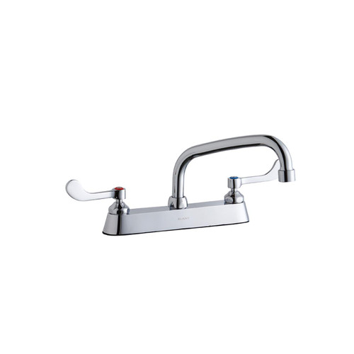Elkay 8" Centerset with Exposed Deck Faucet with 8" Arc Tube Spout 4" Wristblade Handles -Chrome - LK810AT08T4