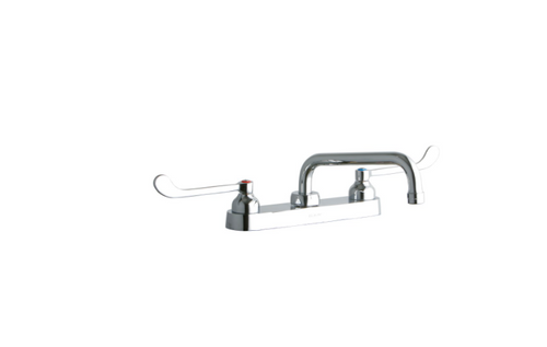 ELKAY  LK810TS08T6 8" Centerset with Exposed Deck Faucet with 8" Tube Spout 6" Wristblade Handles -Chrome